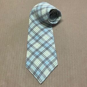 Vintage Gap Rayon/Linen Blue Plaid Tie Made in the USA‎ 90's Preppy